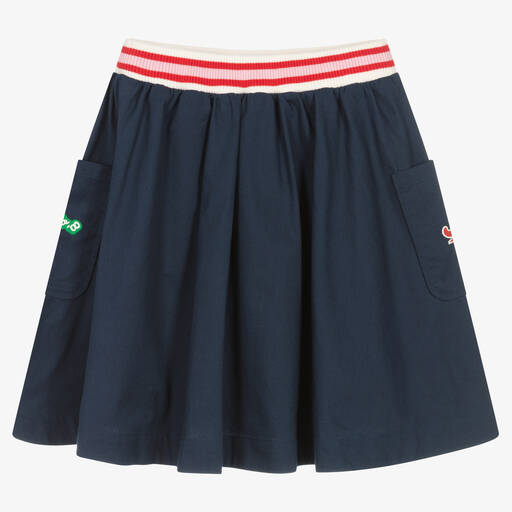 KENZO KIDS-تنورة قطن بوبلين لون أزرق | Childrensalon Outlet