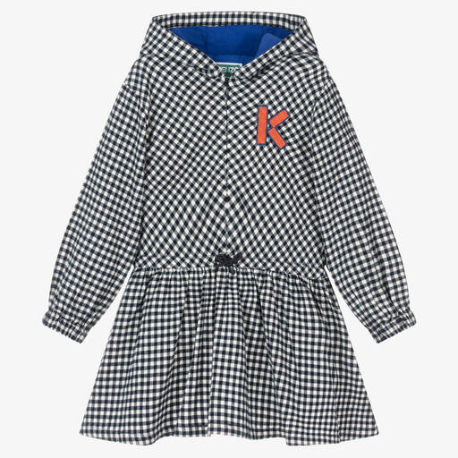 KENZO KIDS-Girls Blue Cotton Vichy Check Dress | Childrensalon Outlet