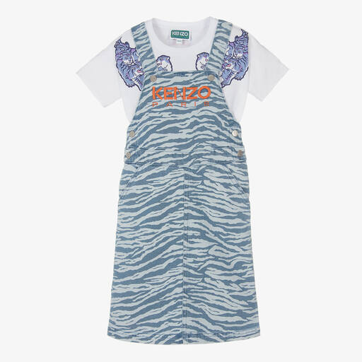 KENZO KIDS-Футболка и голубой джинсовый сарафан | Childrensalon Outlet