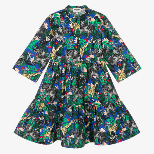 KENZO KIDS-فستان قطن تويل لون أزرق | Childrensalon Outlet