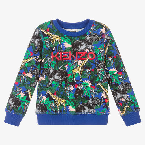 KENZO KIDS-Girls Blue Jungle Sweatshirt | Childrensalon Outlet