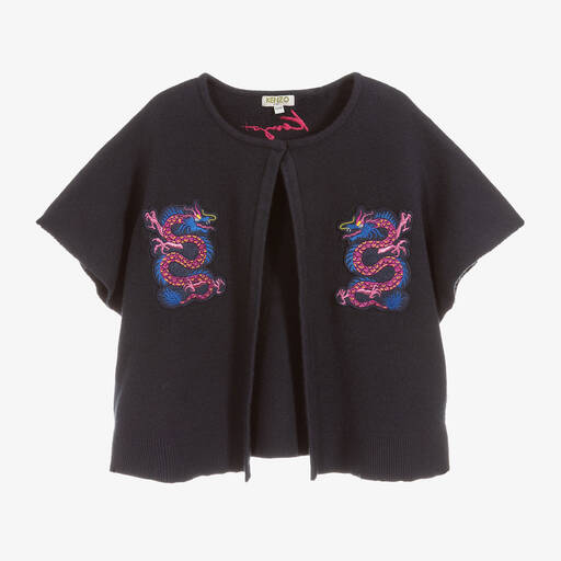 KENZO KIDS-Girls Blue Knitted Cardigan Cape | Childrensalon Outlet