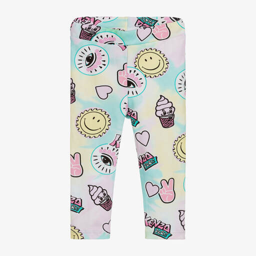 KENZO KIDS-ليغنغز أطفال بناتي قطن جيرسي لون أزرق وزهري | Childrensalon Outlet