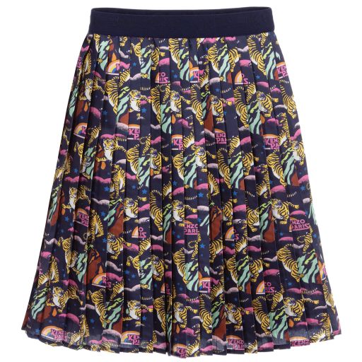 KENZO KIDS-Girls Blue Pleated Skirt  | Childrensalon Outlet