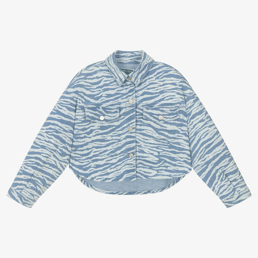 KENZO KIDS-Girls Blue Tiger Stripe Denim Jacket | Childrensalon Outlet