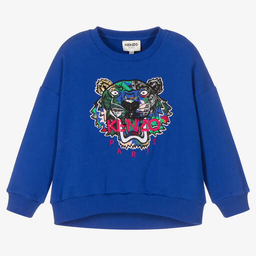 KENZO KIDS-Girls Blue Tiger Sweatshirt | Childrensalon Outlet