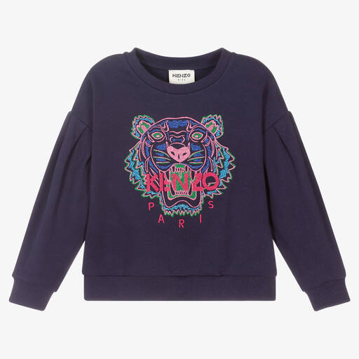 KENZO KIDS-Girls Blue Tiger Sweatshirt | Childrensalon Outlet