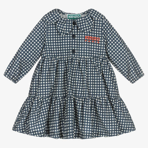 KENZO KIDS-Girls Blue & White Vichy Check Dress | Childrensalon Outlet