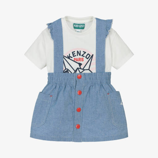 KENZO KIDS-Комплект из юбки и футболки из шамбре для девочек | Childrensalon Outlet