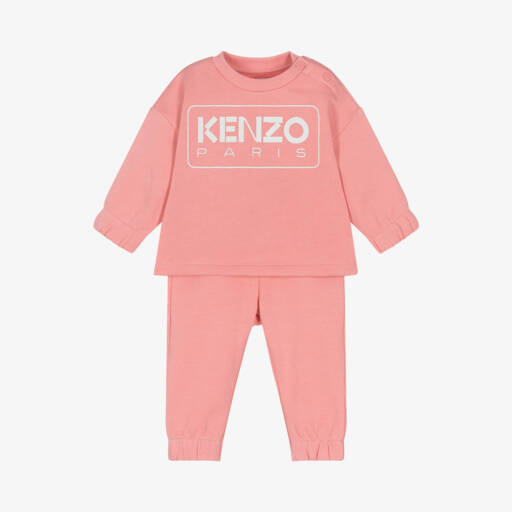 KENZO KIDS-Girls Coral Cotton Jogger Set | Childrensalon Outlet