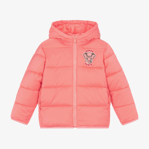 KENZO KIDS-Girls Coral Padded Hooded Coat | Childrensalon Outlet