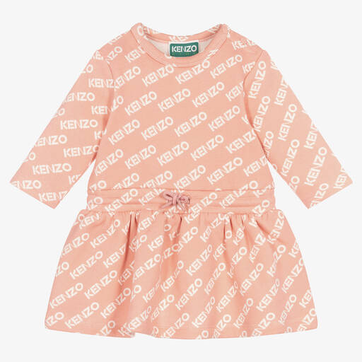 KENZO KIDS-Girls Coral Pink Cotton Dress | Childrensalon Outlet