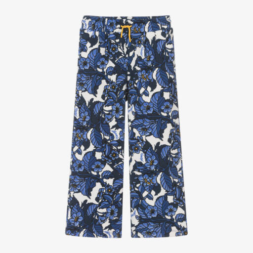 KENZO KIDS-Girls Floral Blue Cotton Trousers | Childrensalon Outlet