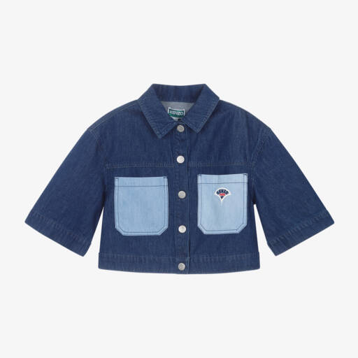 KENZO KIDS-Girls Floral Embroidered Denim Jacket | Childrensalon Outlet