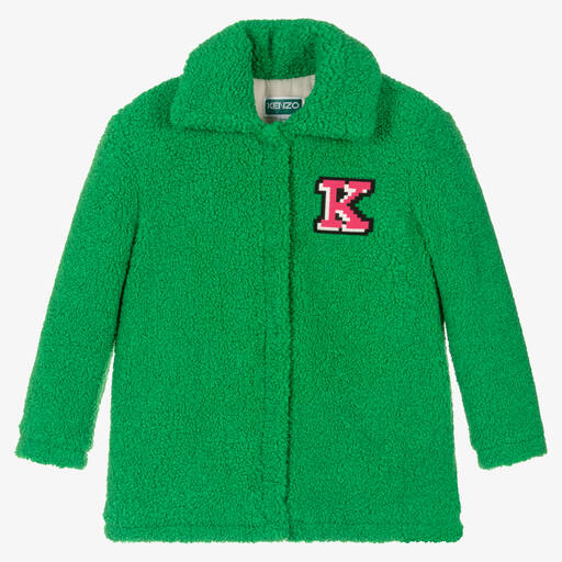 KENZO KIDS-Elefantenmantel Lammfelloptik Grün | Childrensalon Outlet