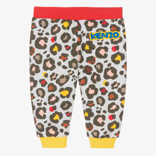 KENZO KIDS-Серые хлопковые джоггеры с животным принтом | Childrensalon Outlet