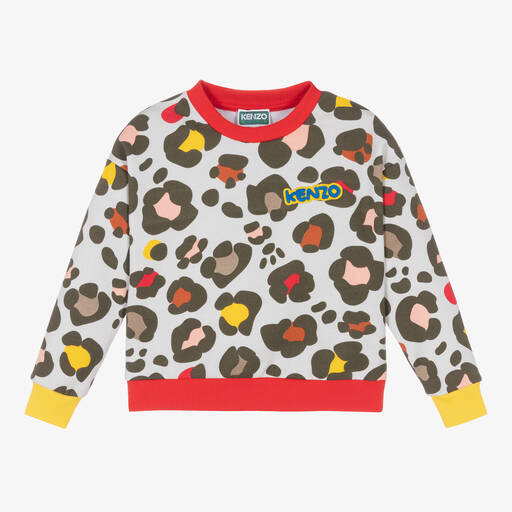 KENZO KIDS-Girls Grey Cotton Animal Print Sweatshirt | Childrensalon Outlet