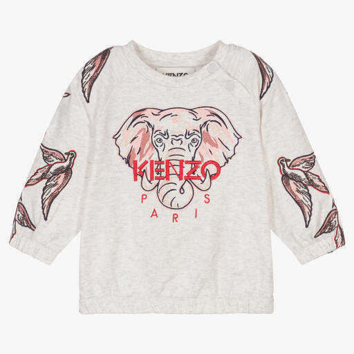KENZO KIDS-Girls Grey Elephant Sweatshirt | Childrensalon Outlet