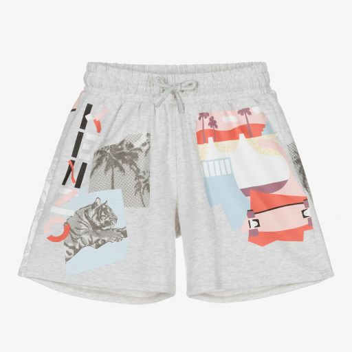 KENZO KIDS-Girls Grey Logo Shorts | Childrensalon Outlet