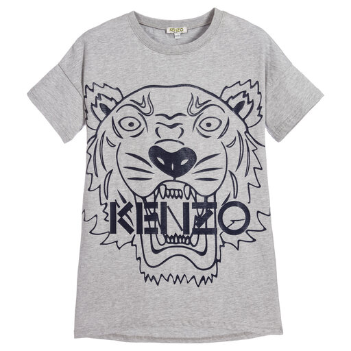 KENZO KIDS-Girls Grey Tiger Jersey Dress | Childrensalon Outlet