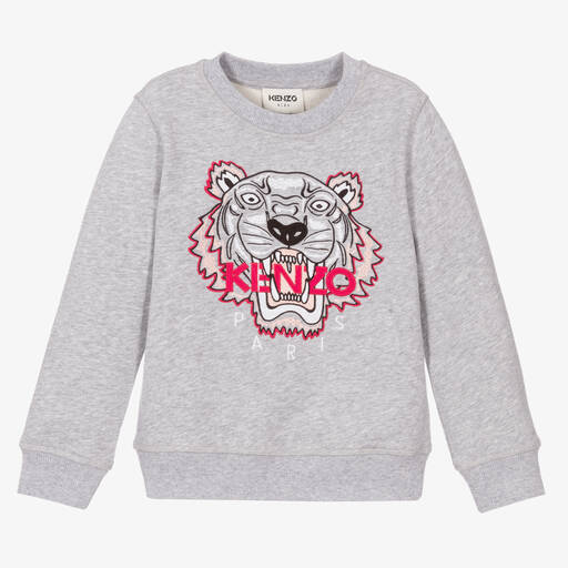 KENZO KIDS-Girls Grey Tiger Sweatshirt | Childrensalon Outlet