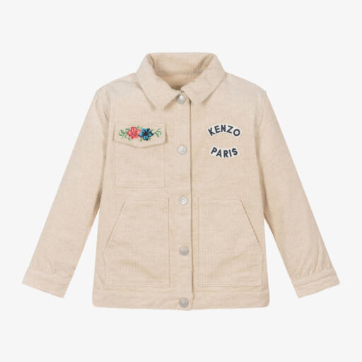 KENZO KIDS-Girls Ivory Corduroy Floral Jacket | Childrensalon Outlet