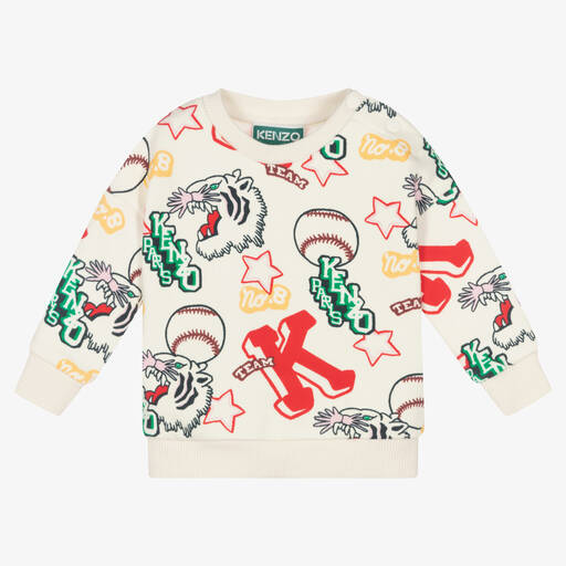 KENZO KIDS-Girls Ivory Cotton Baseball Sweatshirt | Childrensalon Outlet