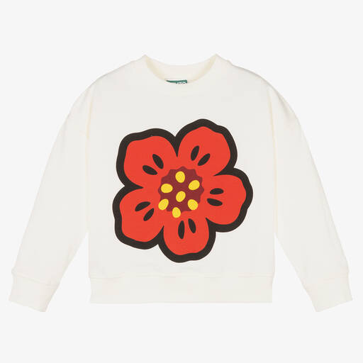 KENZO KIDS-سويتشيرت قطن عضوي لون عاجي للبنات | Childrensalon Outlet