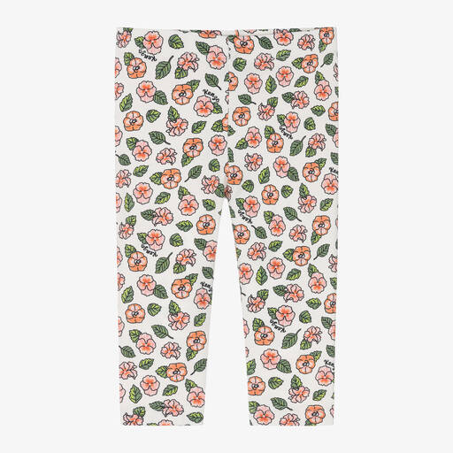 KENZO KIDS-Girls Ivory Cotton Floral Print Leggings | Childrensalon Outlet