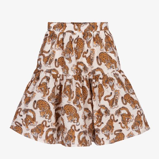 KENZO KIDS-Girls Ivory Cotton Tiger Skirt | Childrensalon Outlet