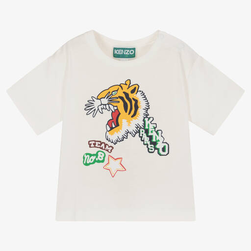 KENZO KIDS-Varsity Tiger T-Shirt Elfenbein | Childrensalon Outlet