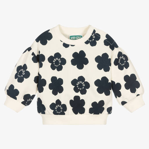 KENZO KIDS-Girls Ivory Floral Cotton Sweatshirt | Childrensalon Outlet