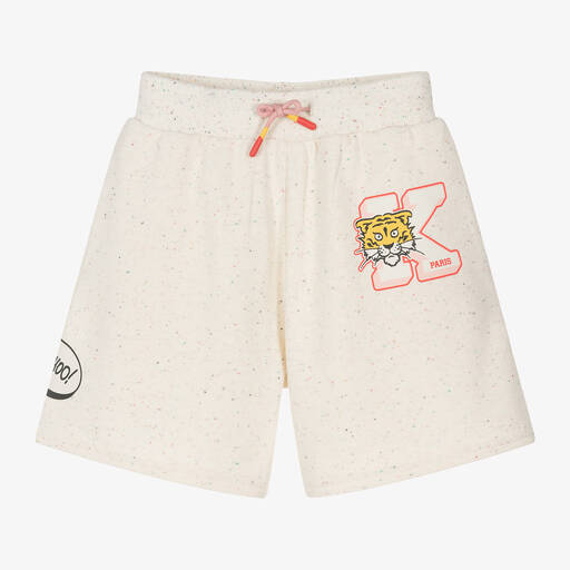KENZO KIDS-Girls Ivory Graphic Cotton Shorts | Childrensalon Outlet