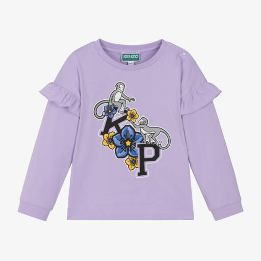 KENZO KIDS-توب قطن لون بنفسجي للبنات | Childrensalon Outlet