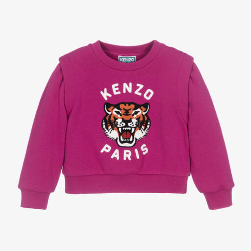 KENZO KIDS-Girls Magenta Tiger Logo Sweatshirt | Childrensalon Outlet