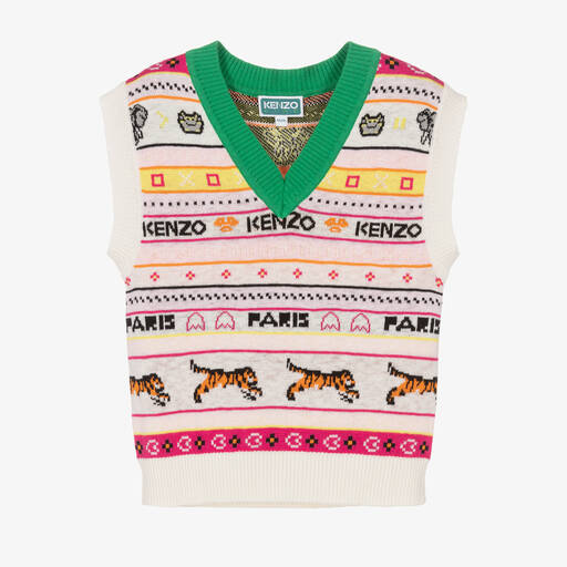 KENZO KIDS-Girls Multicolour Jacquard Knit Slipover | Childrensalon Outlet