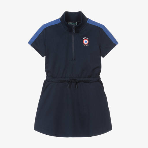 KENZO KIDS-Girls Navy High Collar Dress | Childrensalon Outlet