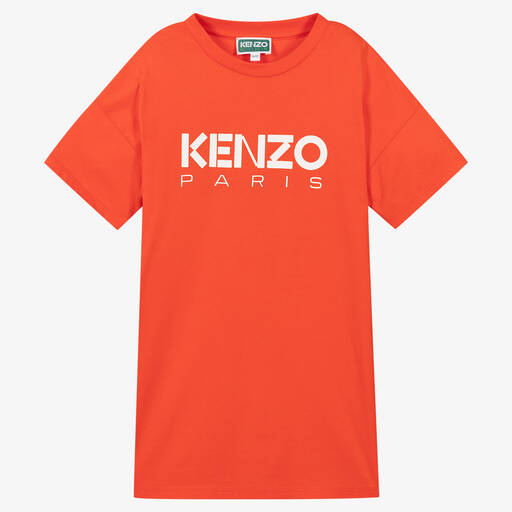KENZO KIDS-فستان قطن عضوي لون برتقالي | Childrensalon Outlet