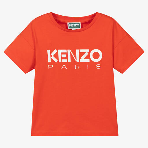 KENZO KIDS-تيشيرت قطن لون برتقالي للبنات | Childrensalon Outlet