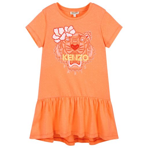 KENZO KIDS-Girls Orange Tiger Dress | Childrensalon Outlet