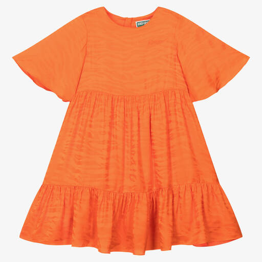 KENZO KIDS-Girls Orange Tiger Stripe Dress | Childrensalon Outlet