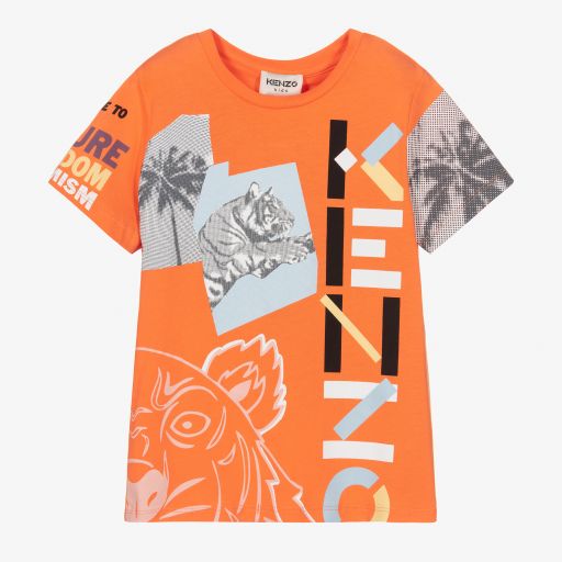 KENZO KIDS-Girls Orange Tiger T-Shirt | Childrensalon Outlet