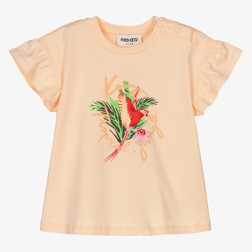 KENZO KIDS-Girls Orange Tropical T-Shirt | Childrensalon Outlet