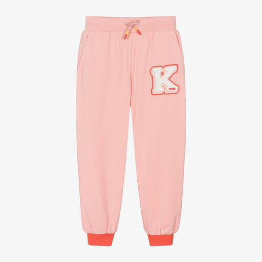 KENZO KIDS-Girls Pale Pink Colourblock Cotton Joggers | Childrensalon Outlet