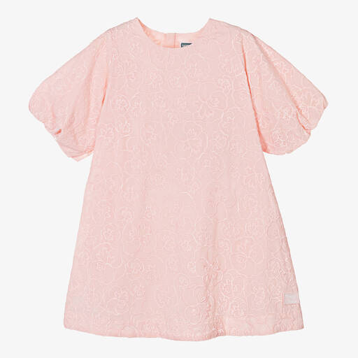 KENZO KIDS-Girls Pink Cotton Embroidered Floral Dress | Childrensalon Outlet