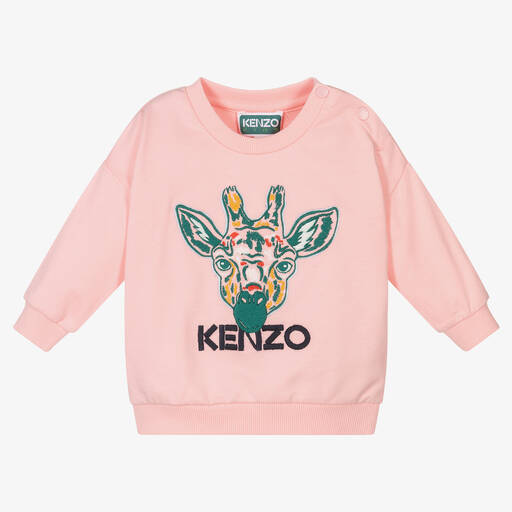 KENZO KIDS-Girls Pink Cotton Giraffe Sweatshirt | Childrensalon Outlet