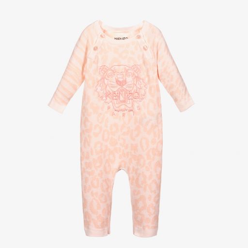 KENZO KIDS-Розовый вязаный ромпер из хлопка для девочек | Childrensalon Outlet