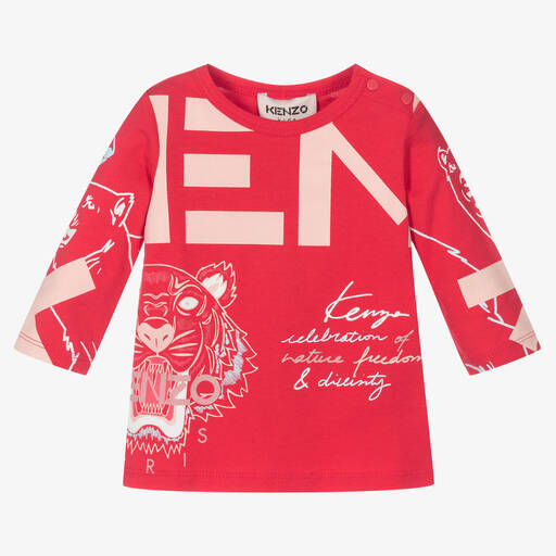KENZO KIDS-Girls Pink Cotton Logo Top | Childrensalon Outlet