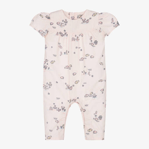 KENZO KIDS-Girls Pink Cotton Sea Life Romper  | Childrensalon Outlet