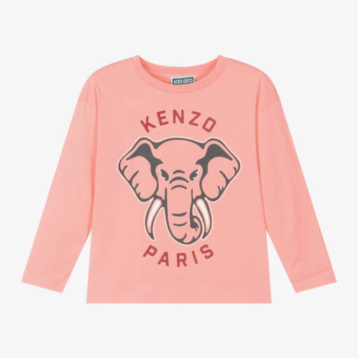KENZO KIDS-Girls Pink Elephant Cotton Top | Childrensalon Outlet